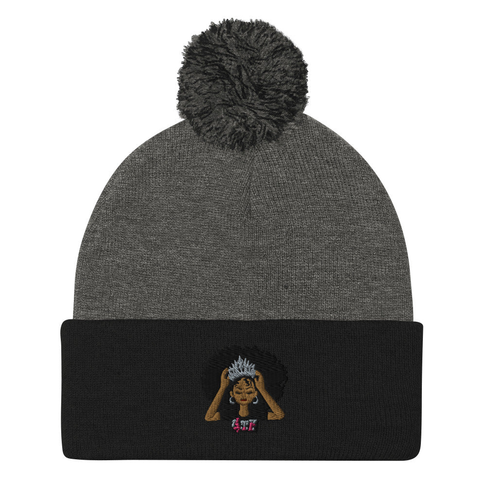 Lady Grind Time Pom-Pom Beanie