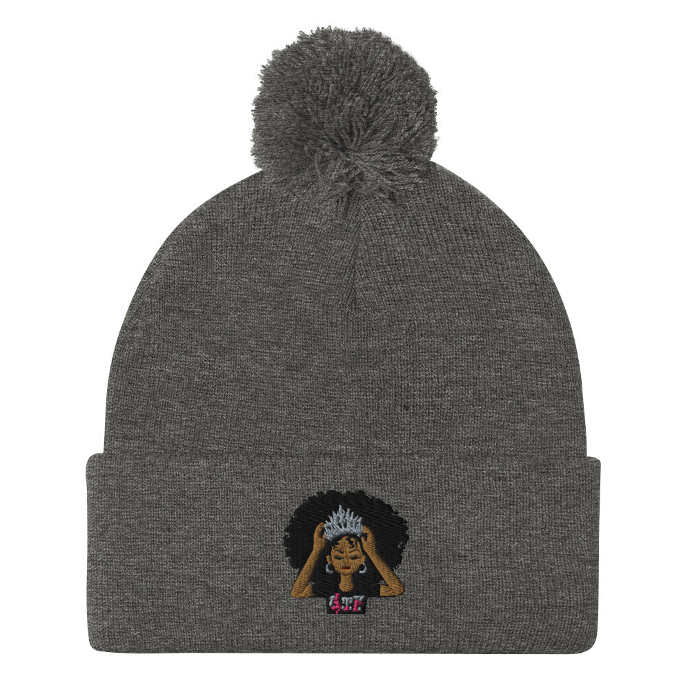Lady Grind Time Pom-Pom Beanie