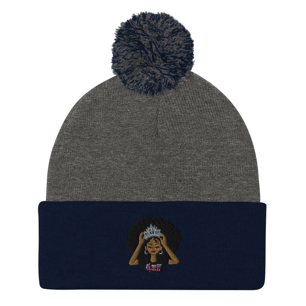 Lady Grind Time Pom-Pom Beanie