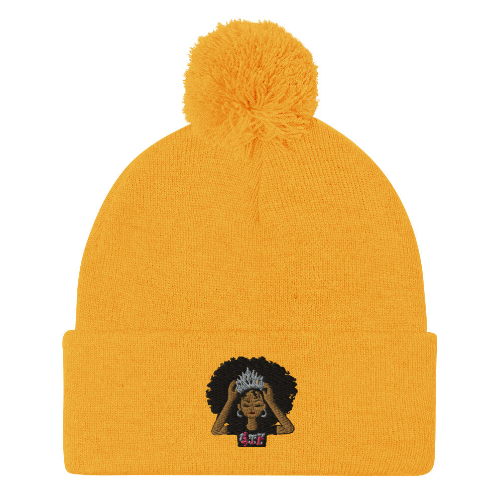 Lady Grind Time Pom-Pom Beanie