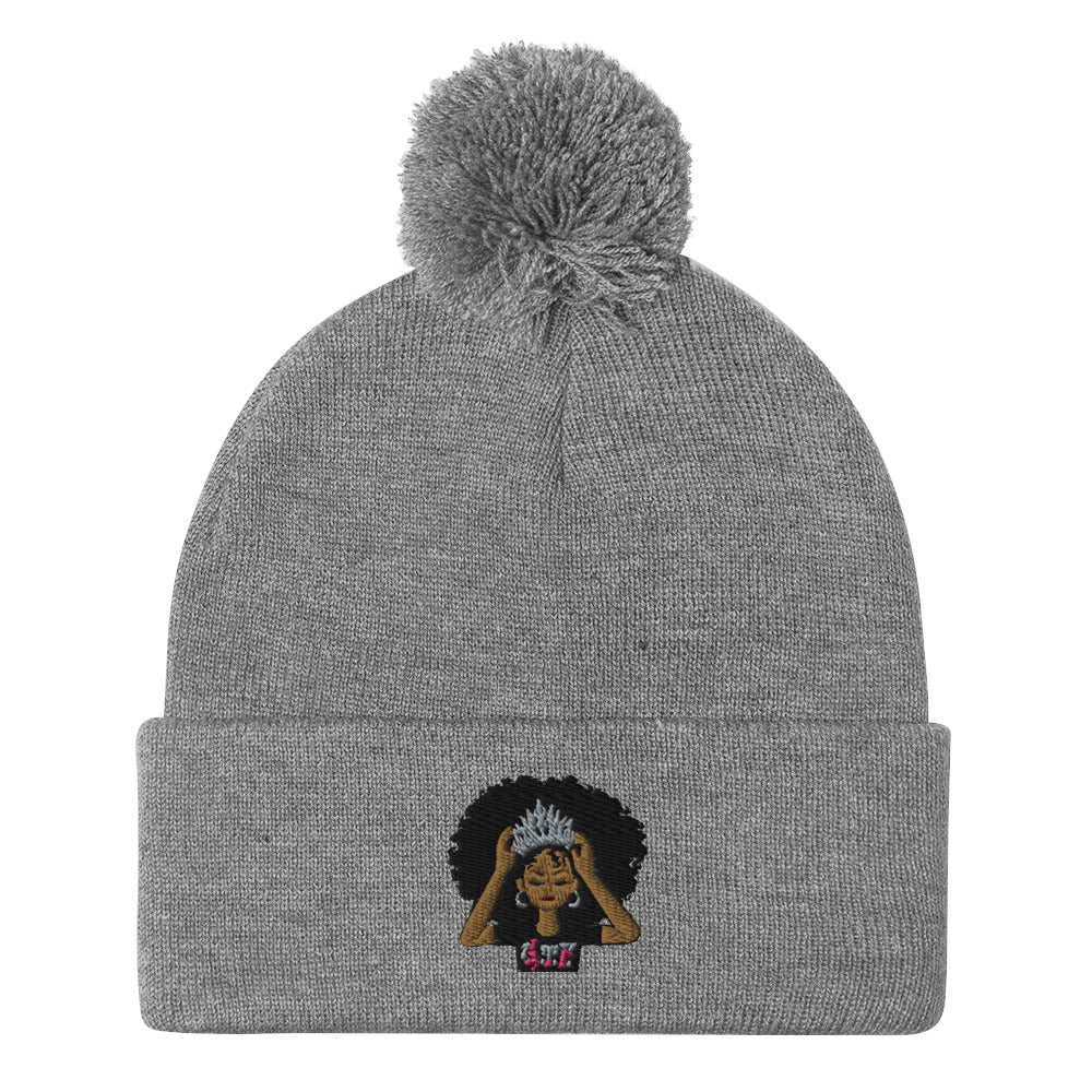 Lady Grind Time Pom-Pom Beanie