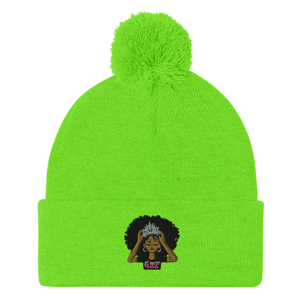 Lady Grind Time Pom-Pom Beanie