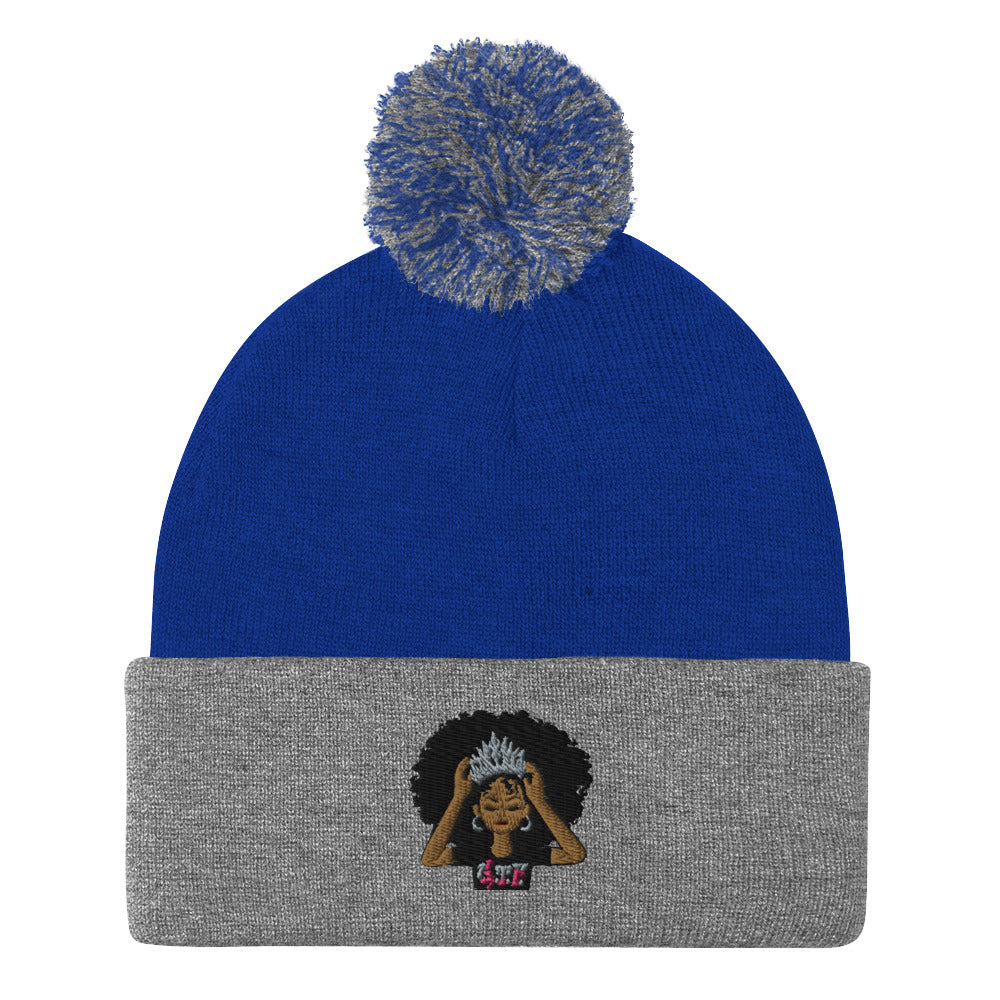 Lady Grind Time Pom-Pom Beanie
